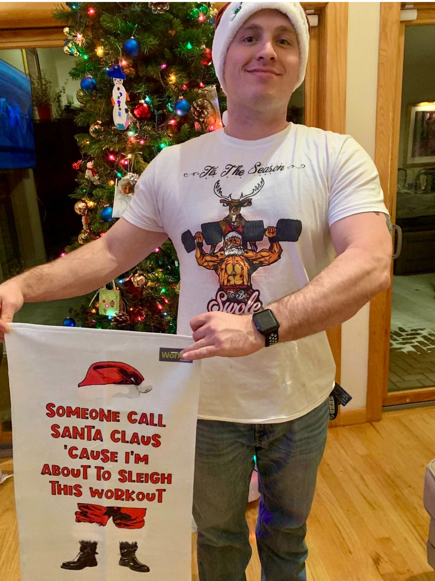 Santa Sleigh Gym Towel