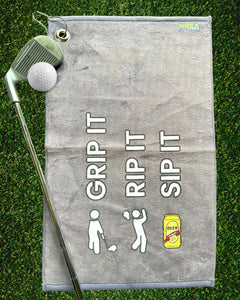 Grip It Rip It Sip It- Golf Towel