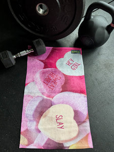 Conversation Hearts Gym Towel
