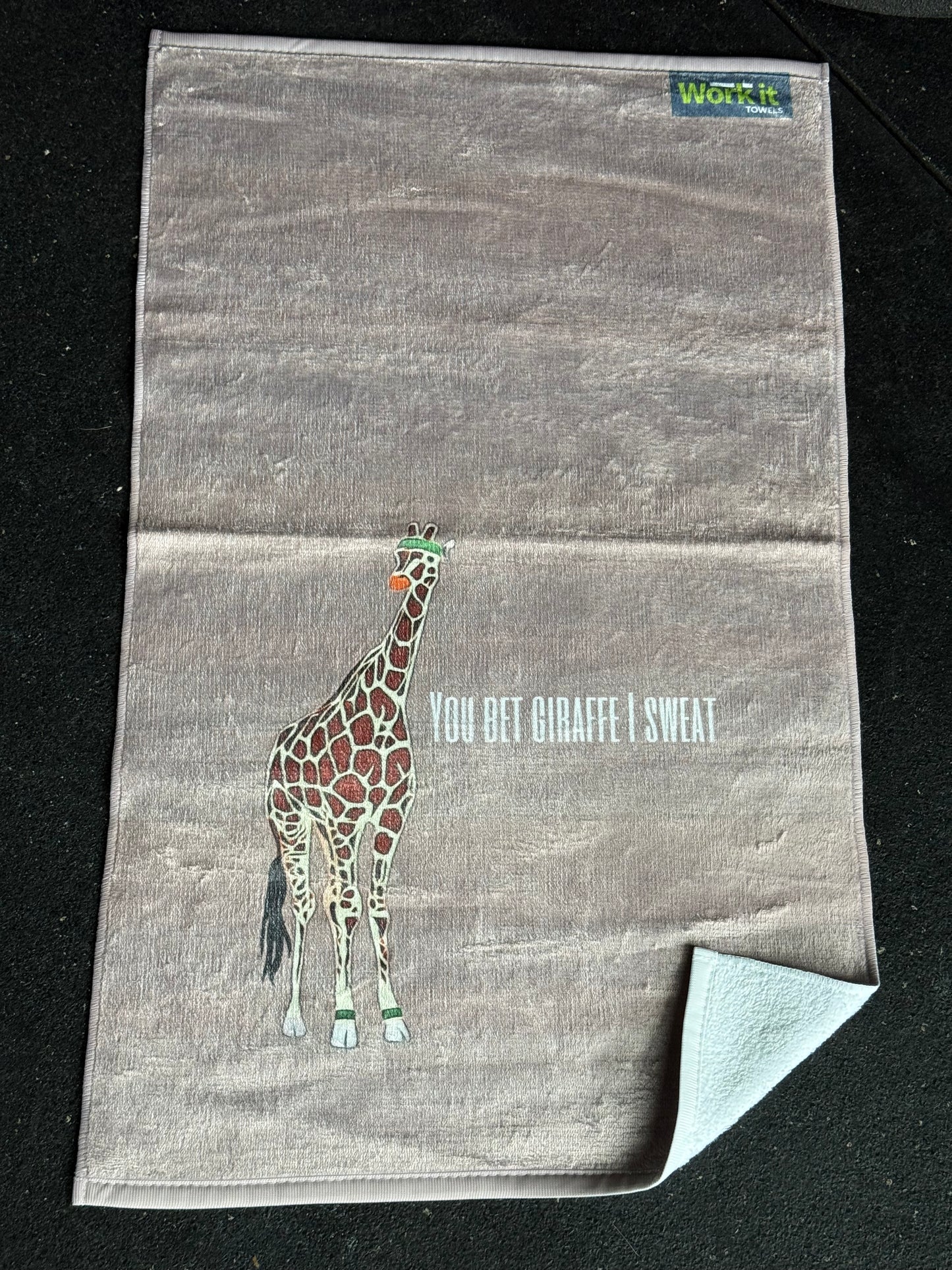 You Bet Giraffe I Sweat punny gym towel
