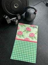 Load image into Gallery viewer, Pink Peony Gingham Gym Towel