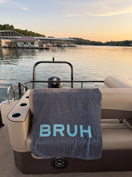 BRUH Beach Towel Grey and Blue