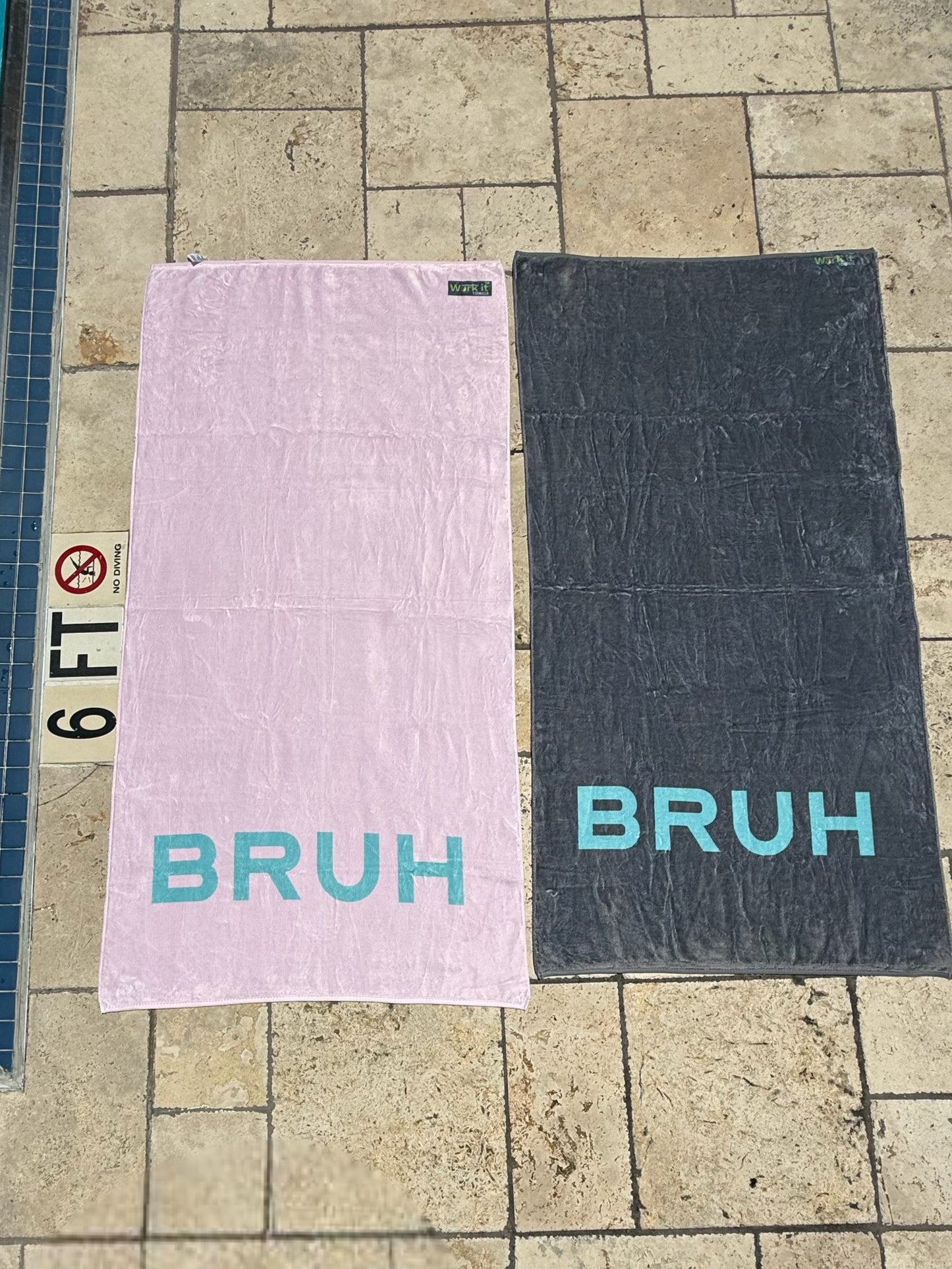 BRUH Beach Towel Grey and Blue