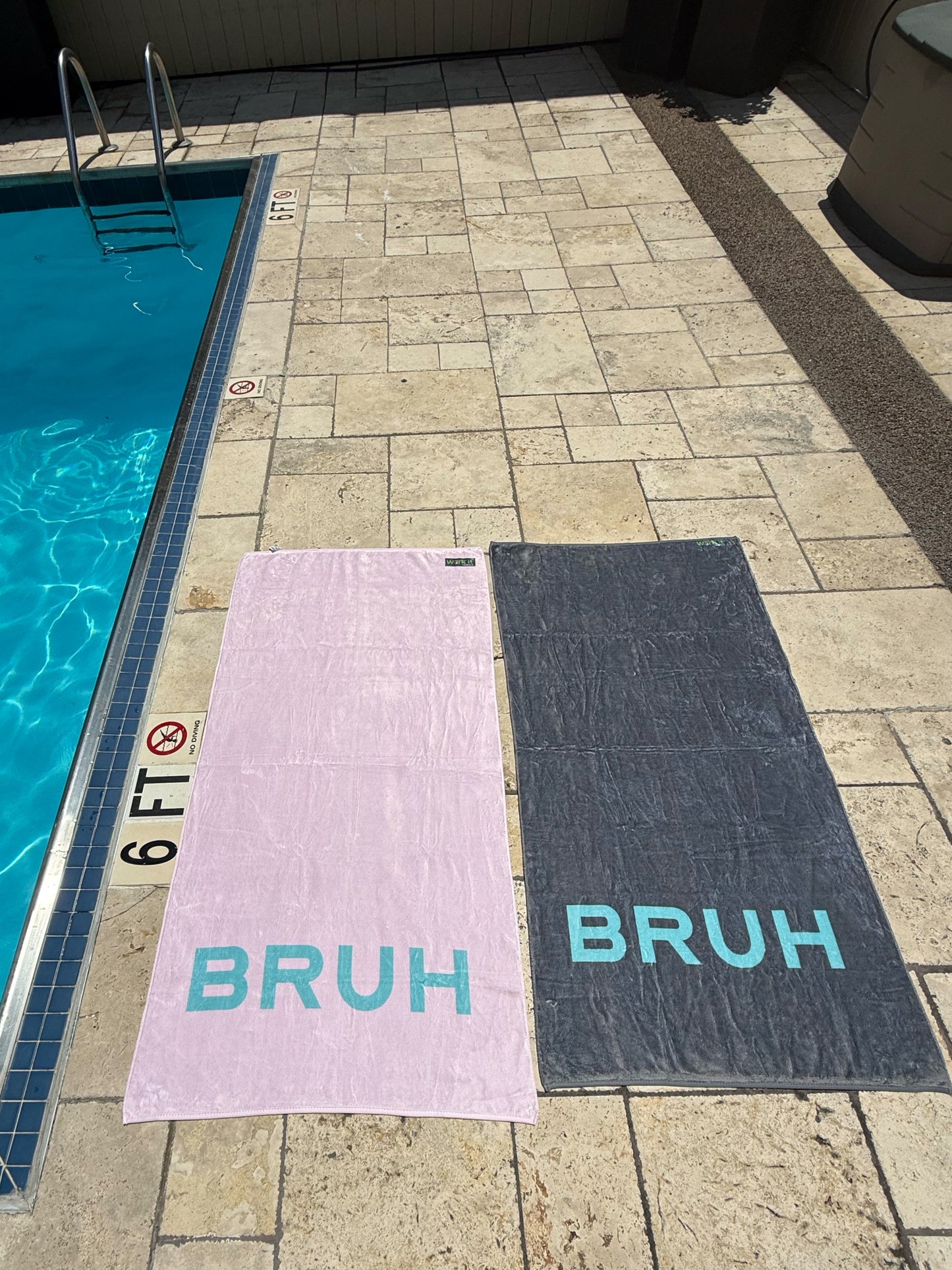 BRUH Beach Towel Grey and Blue
