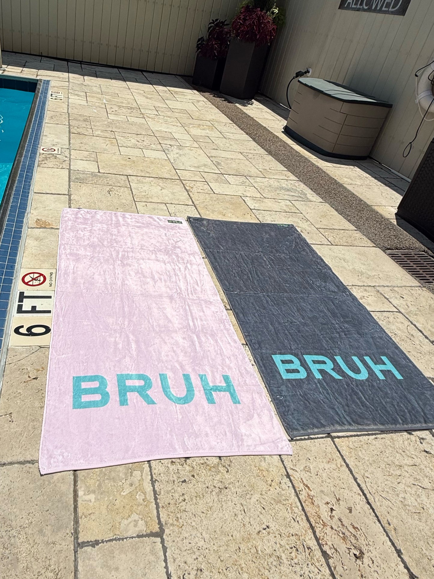 BRUH Beach Towel Grey and Blue