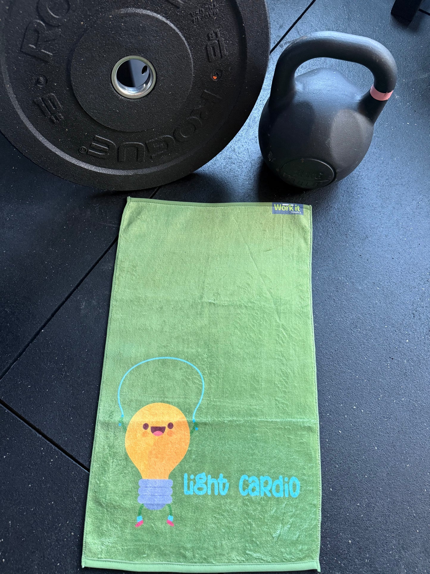 Light Cardio punny gym towel