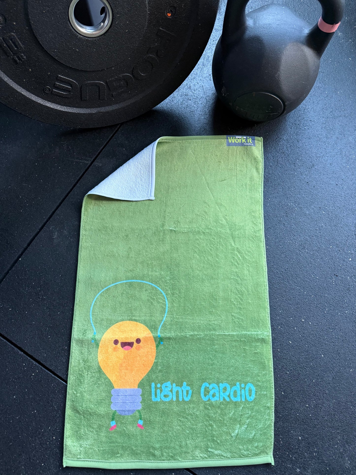 Light Cardio punny gym towel