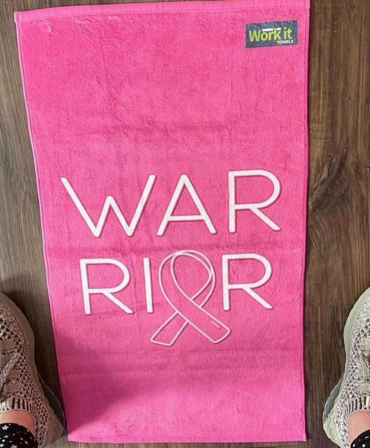 Pink Warrior Ribbon Gym Towel for our breast cancer fighters, survivors and supporters