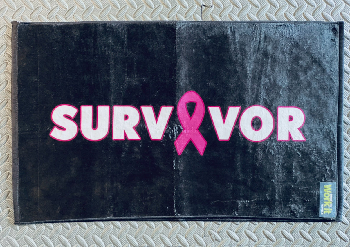 BC Survivor breast cancer inspired gym towel