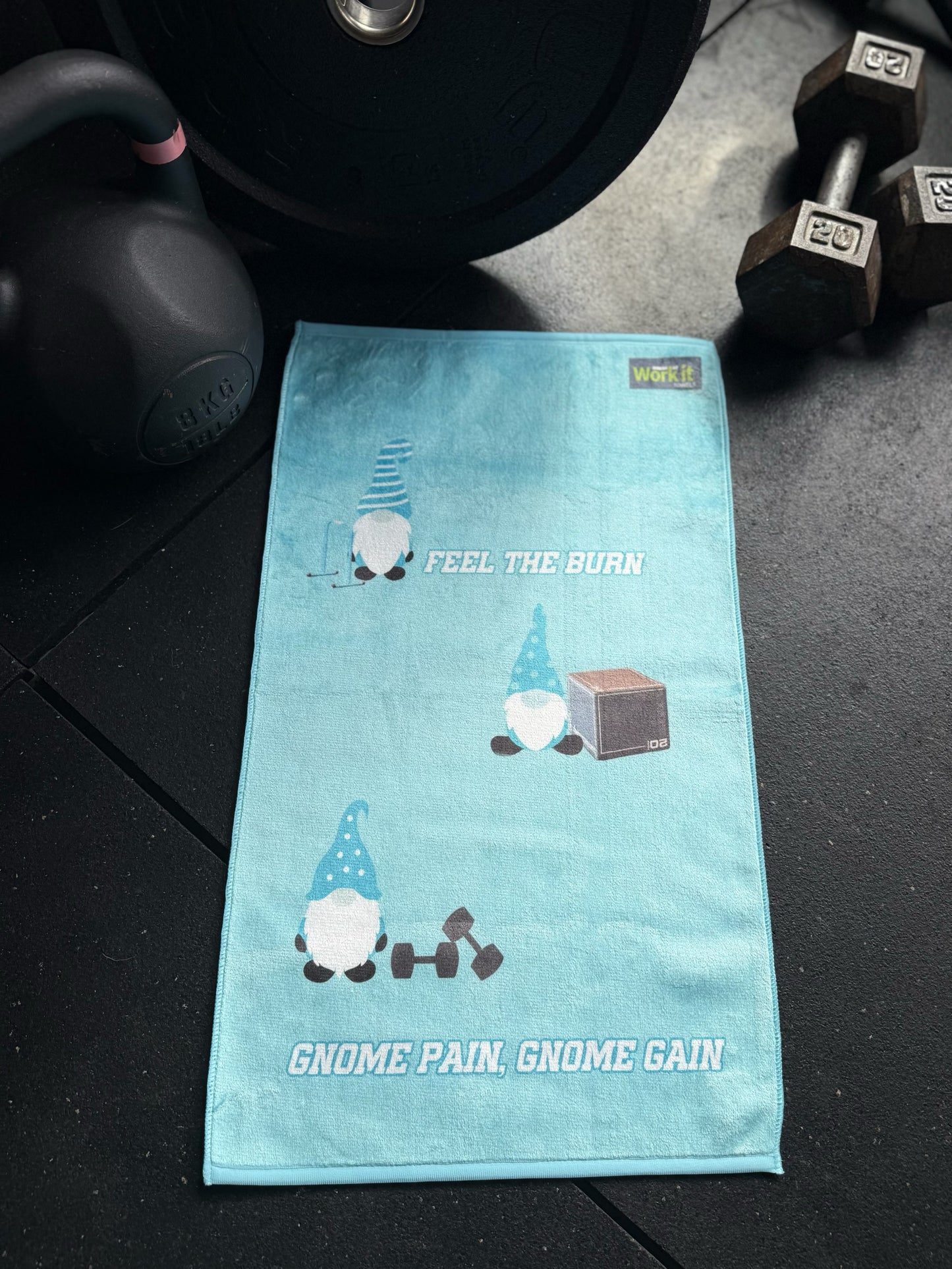 Feel the Burn- Gnome Pain, Gnome Gain Bootcamp Gym Towel