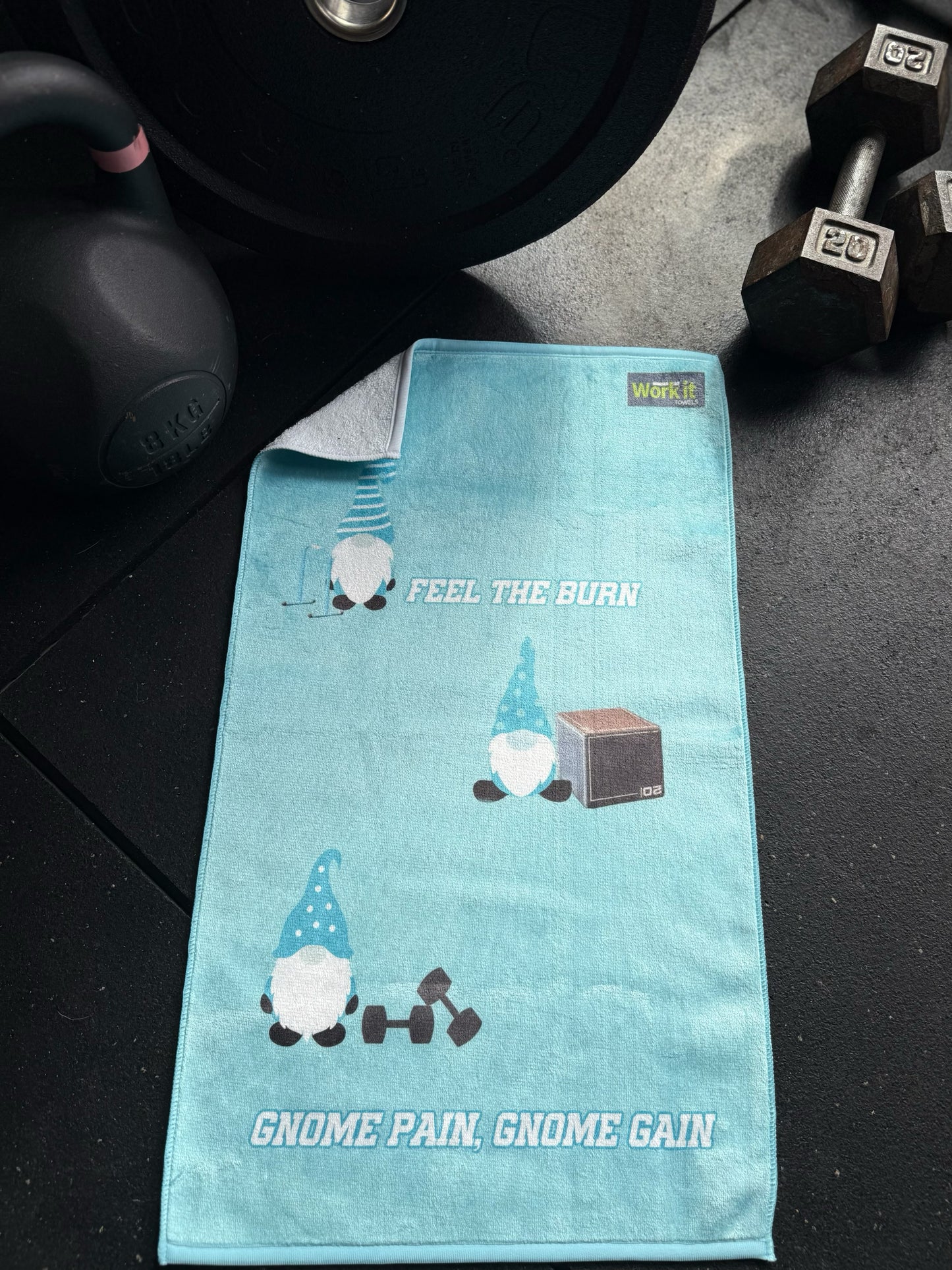 Feel the Burn- Gnome Pain, Gnome Gain Bootcamp Gym Towel
