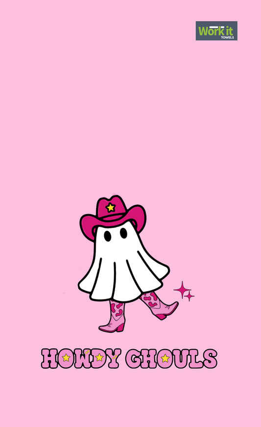 Howdy Ghouls Pink Cowgirl Gym Towel