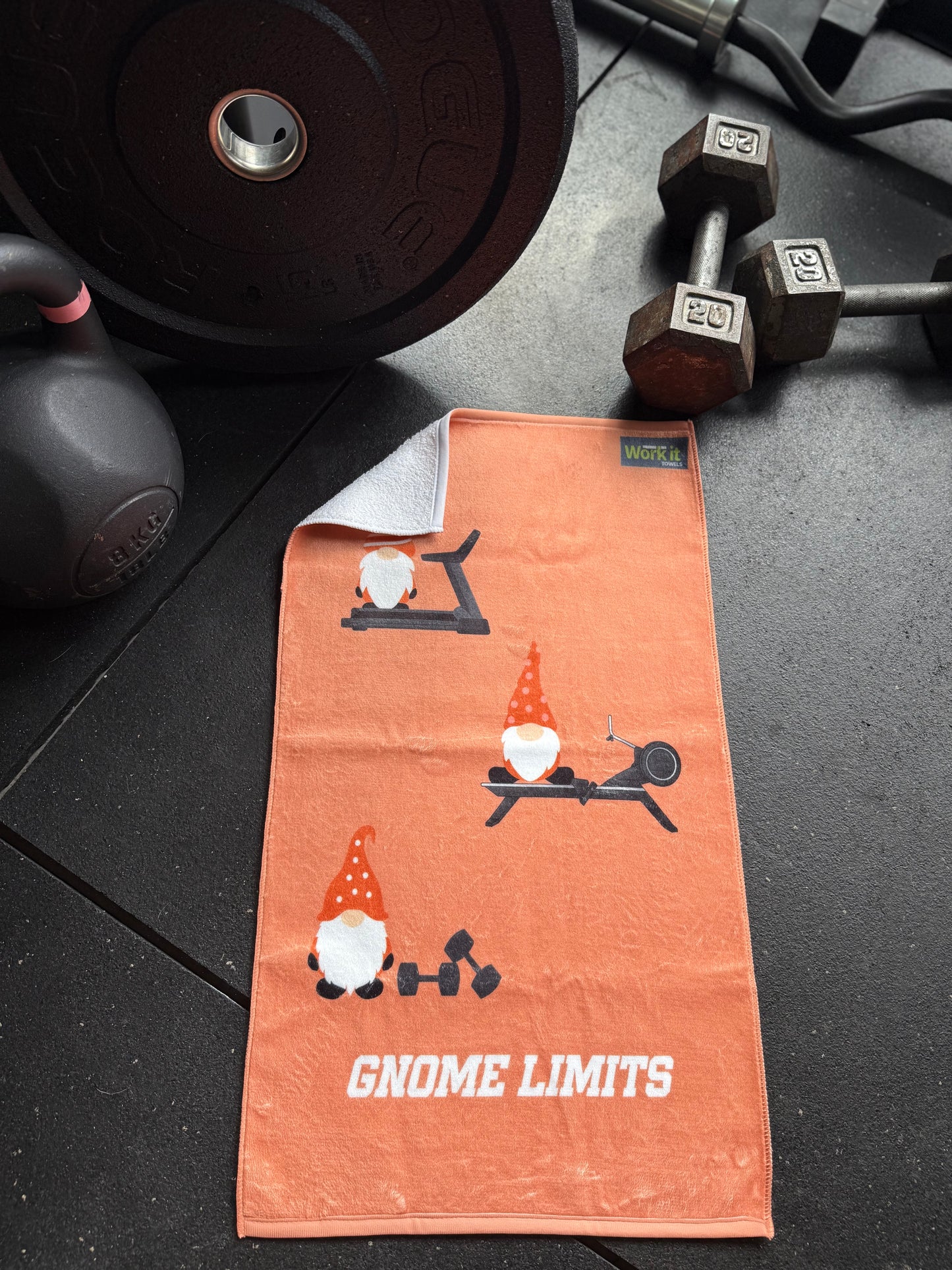 Gnome Limits Orange Run Row Lift Studio Gym Towel