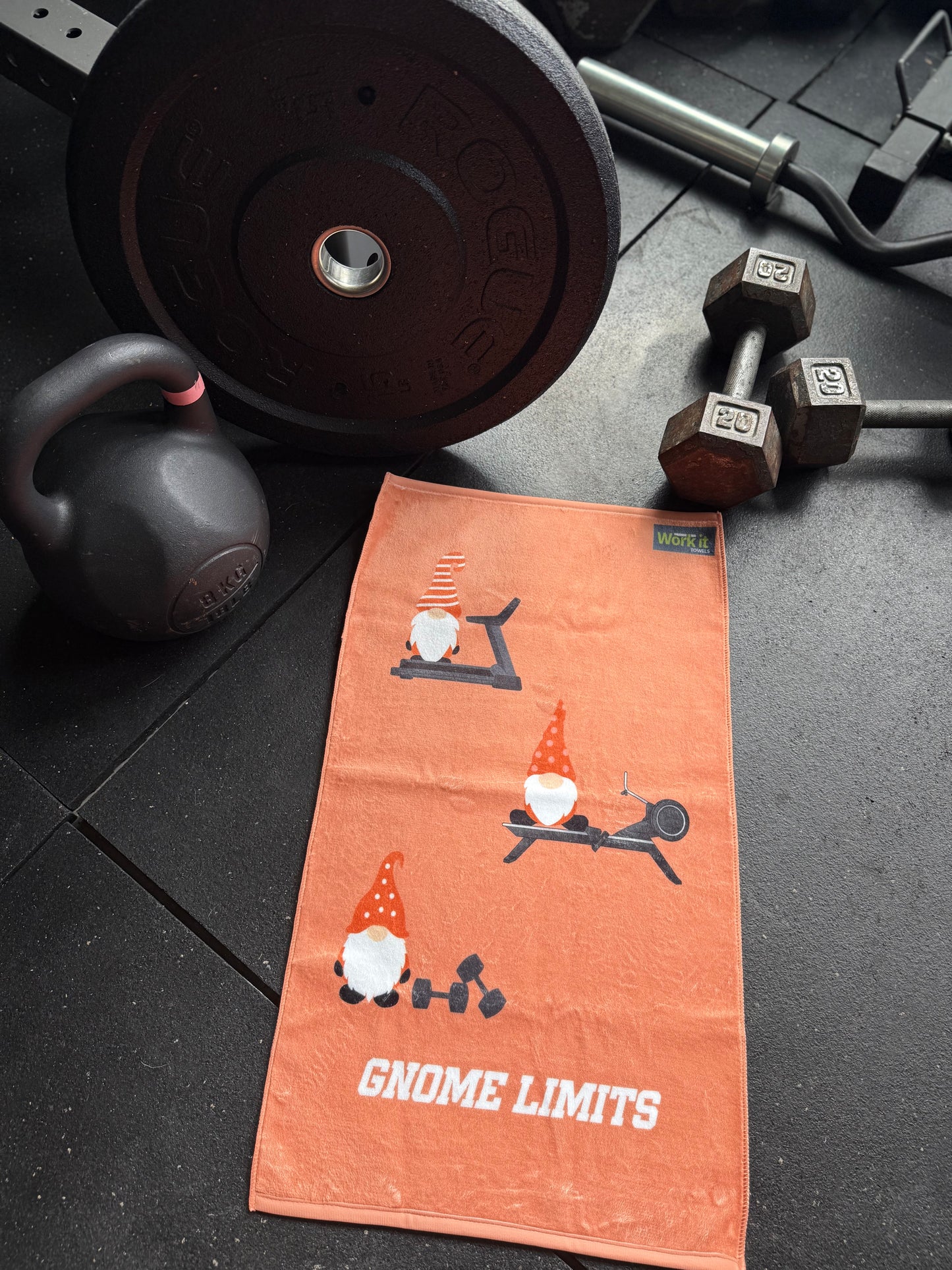 Gnome Limits Orange Run Row Lift Studio Gym Towel