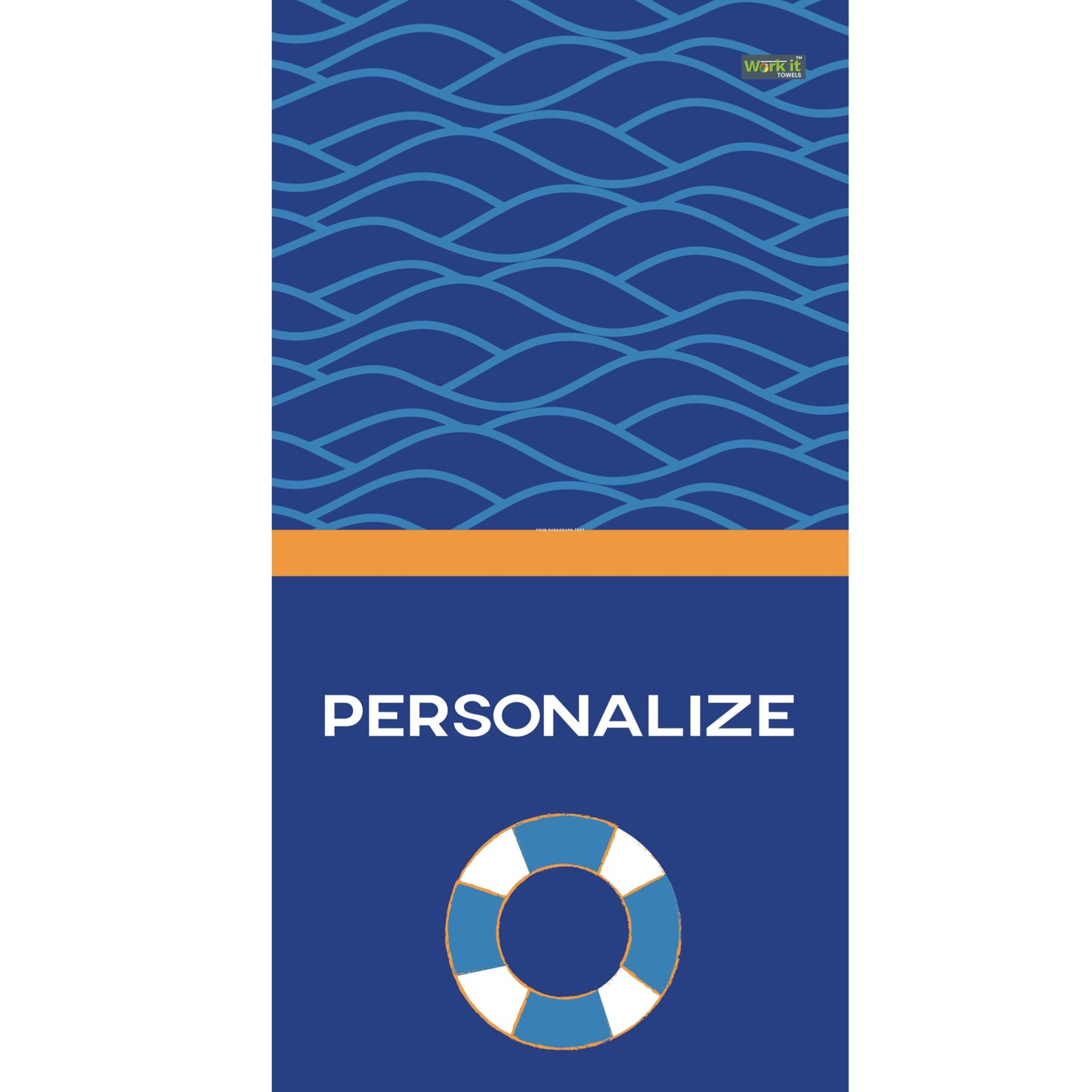 Dark Blue Waves Personalized Beach Towel