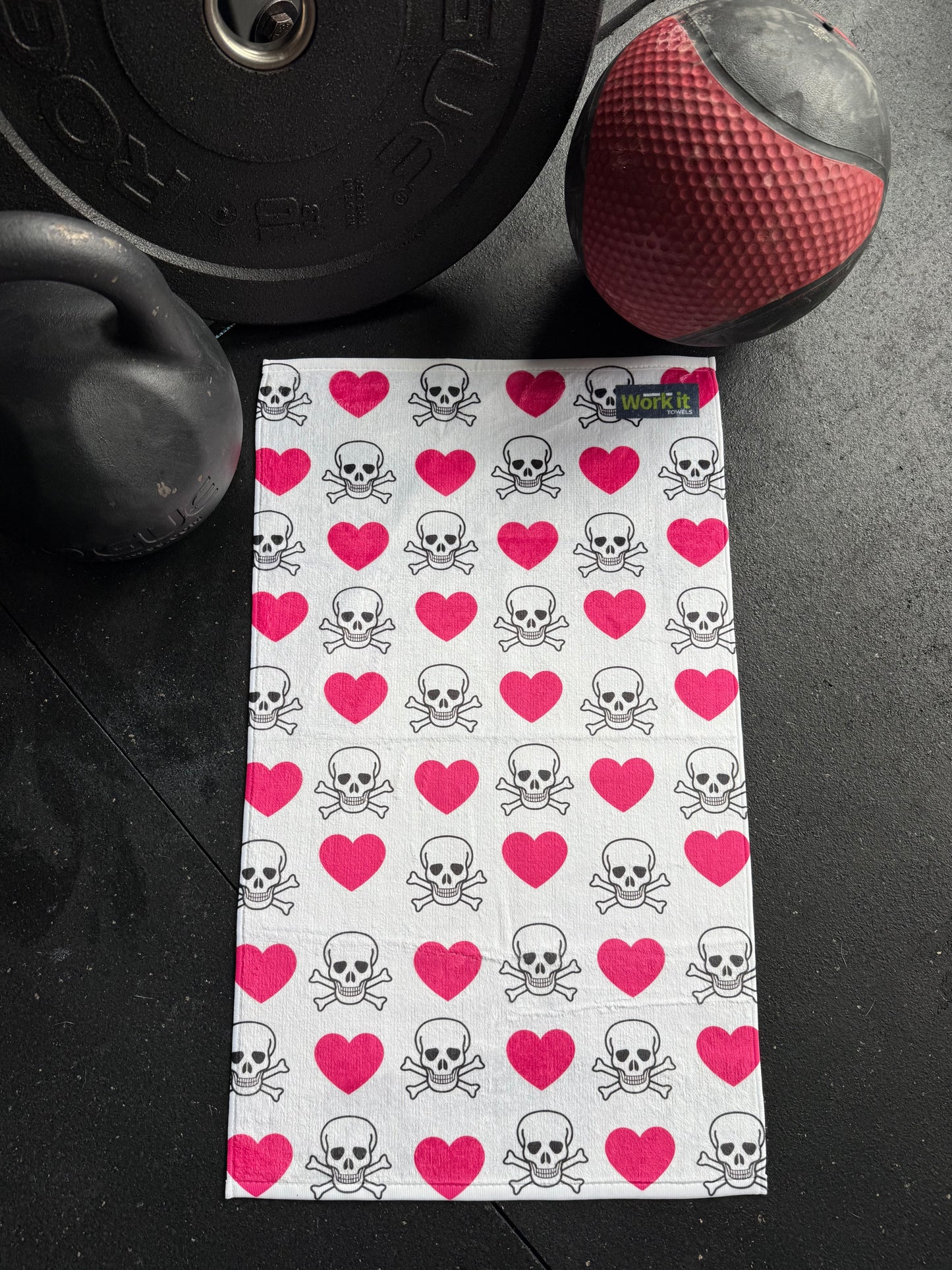 Hearts and Skulls Fitness and Gym Towel