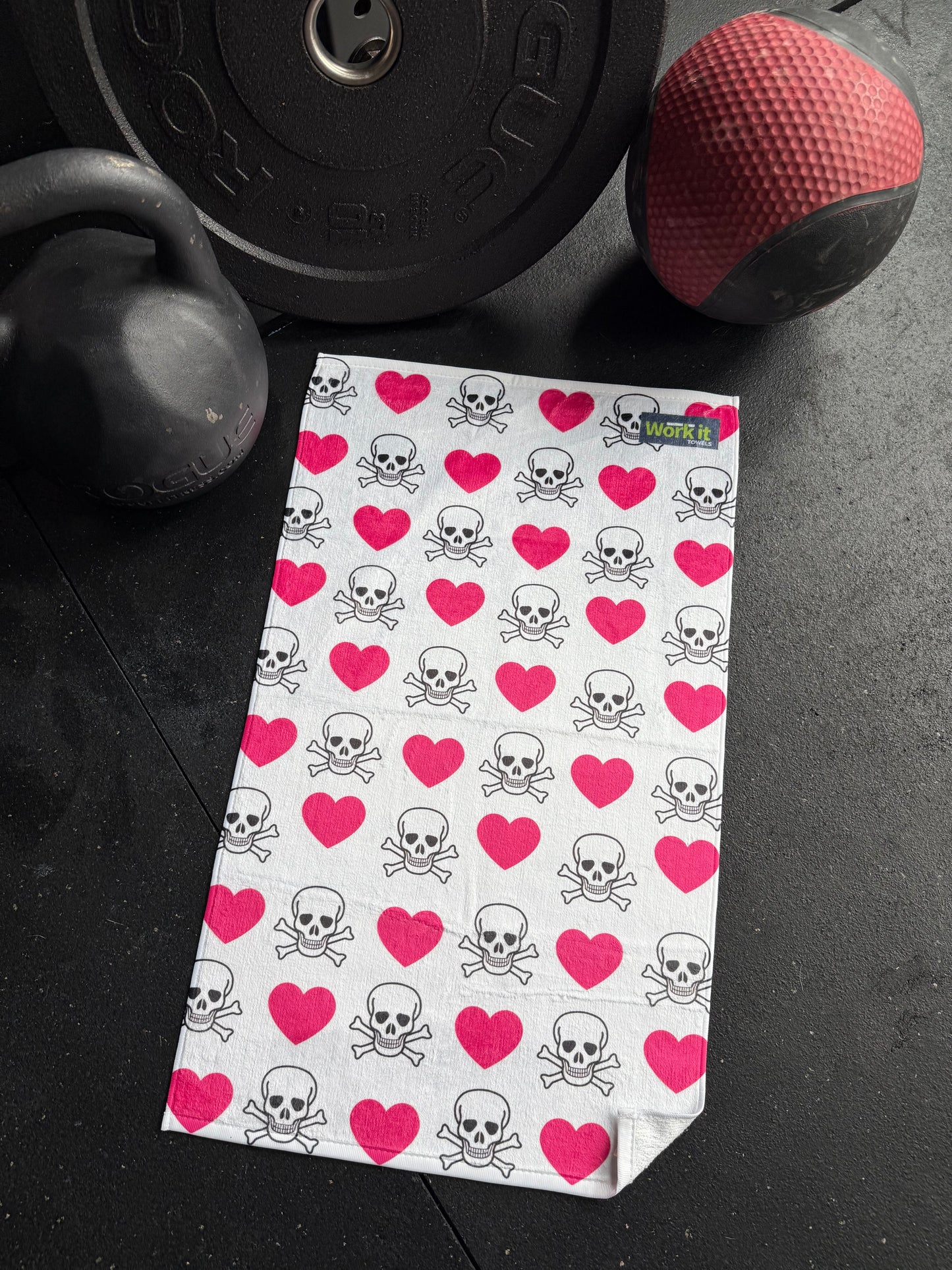 Hearts and Skulls Fitness and Gym Towel