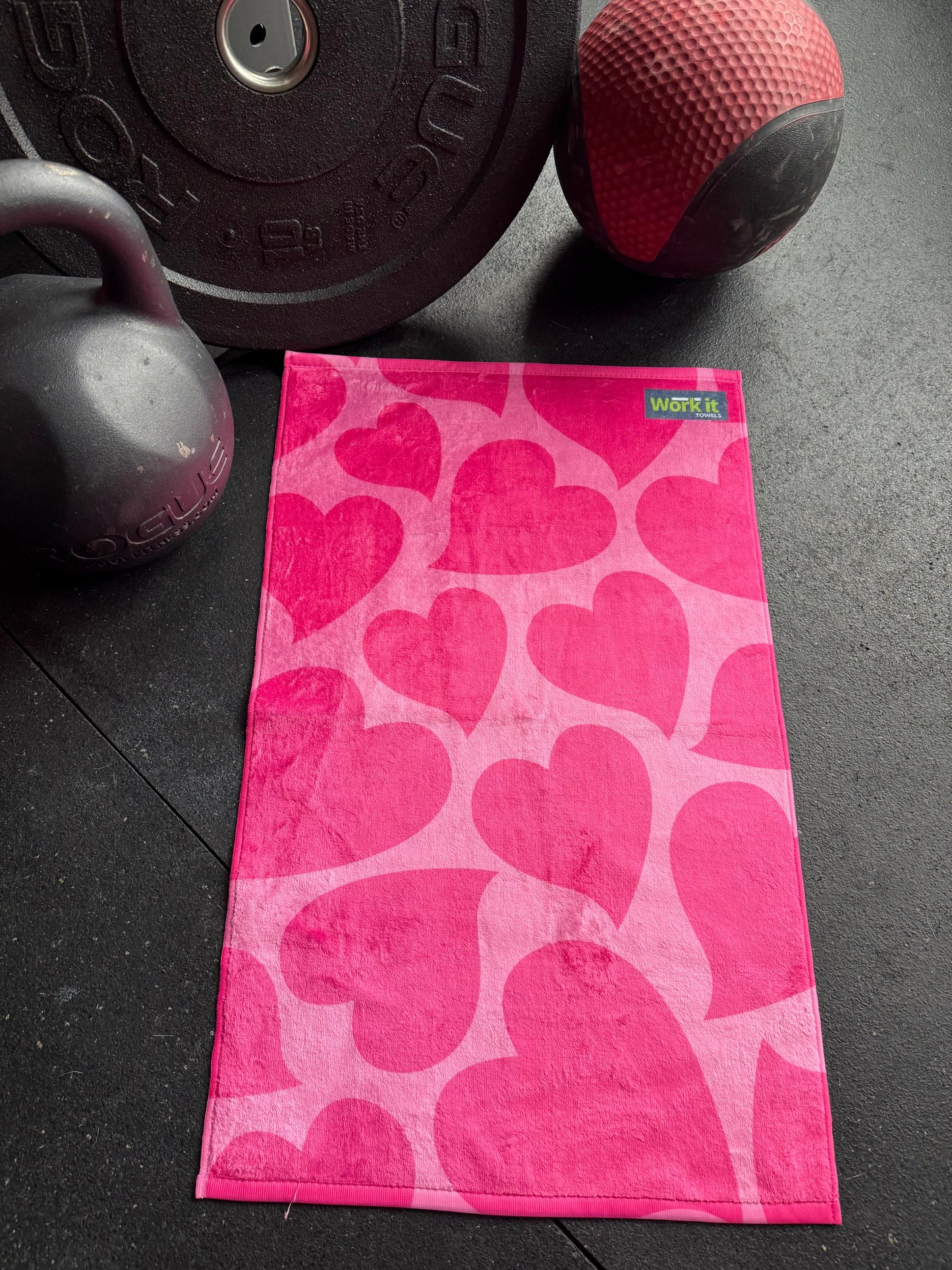 Pink Hearts Fitness and Gym Towel