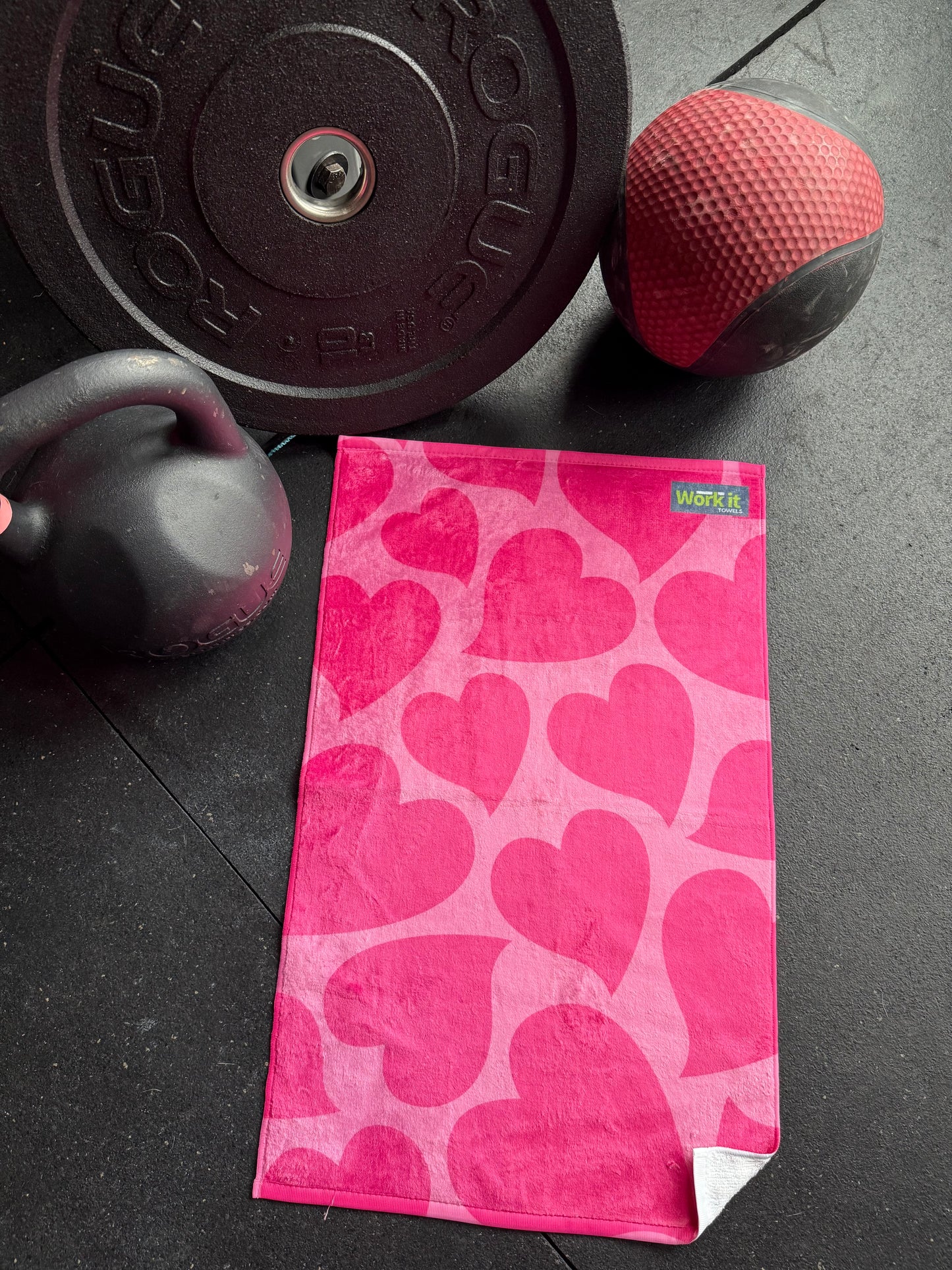 Pink Hearts Fitness and Gym Towel