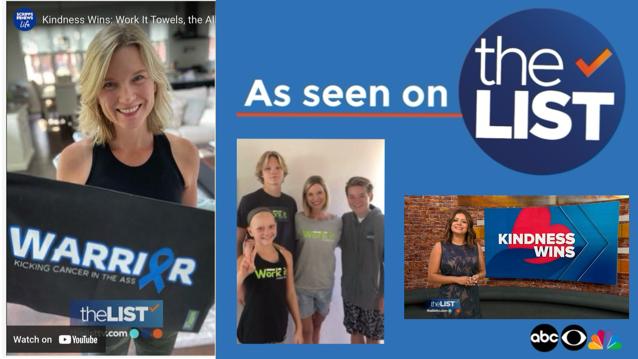 Load video: The List TV &#39;kindness wins&#39; segment featuring our Work It Towel warriors.