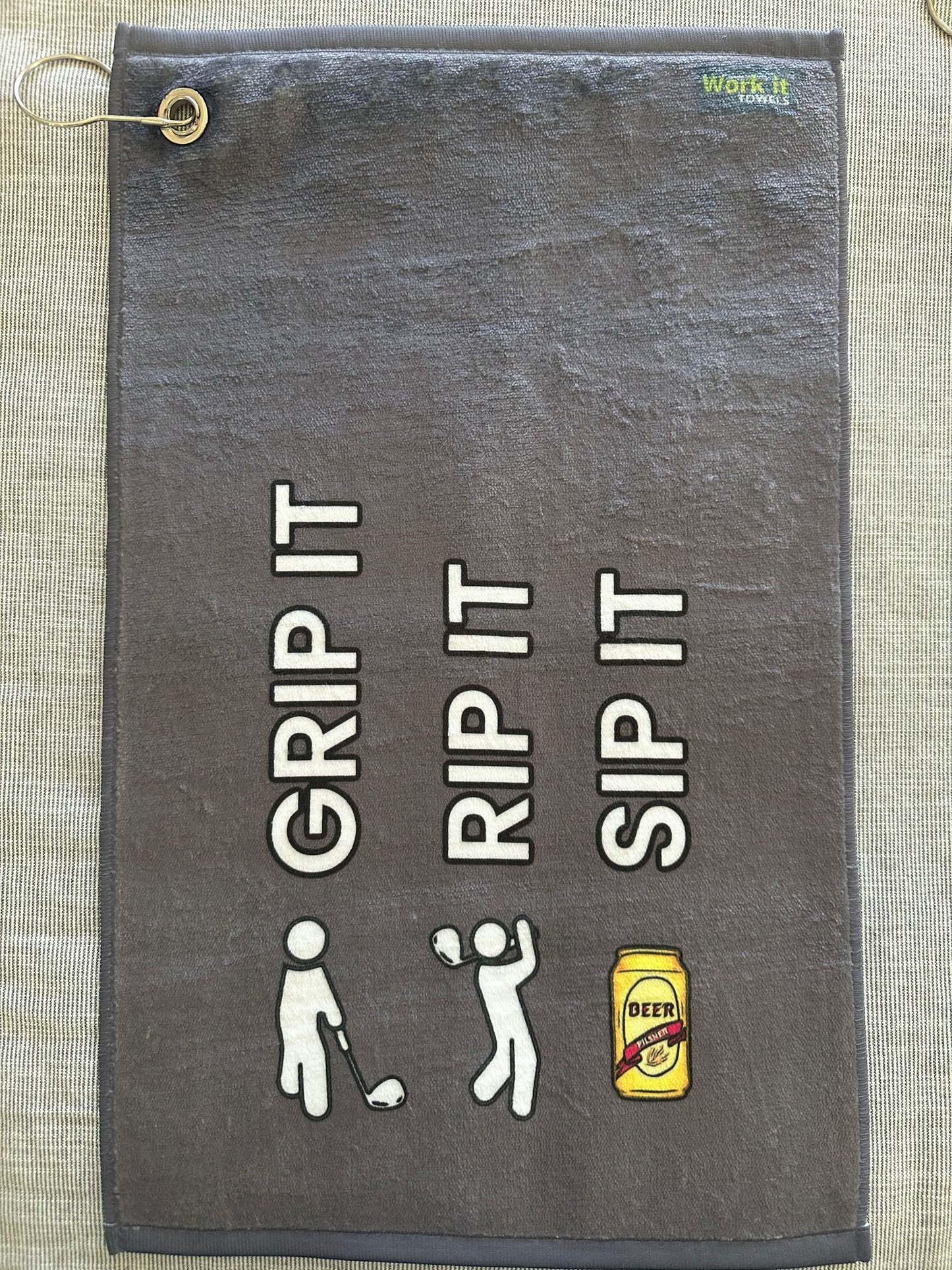 Grip It Rip It Sip It- Golf Towel