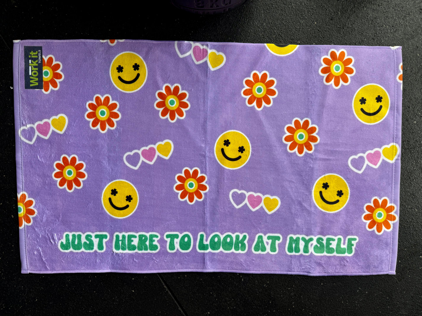 Just Here to Look at Myself-- all smiles gym towel