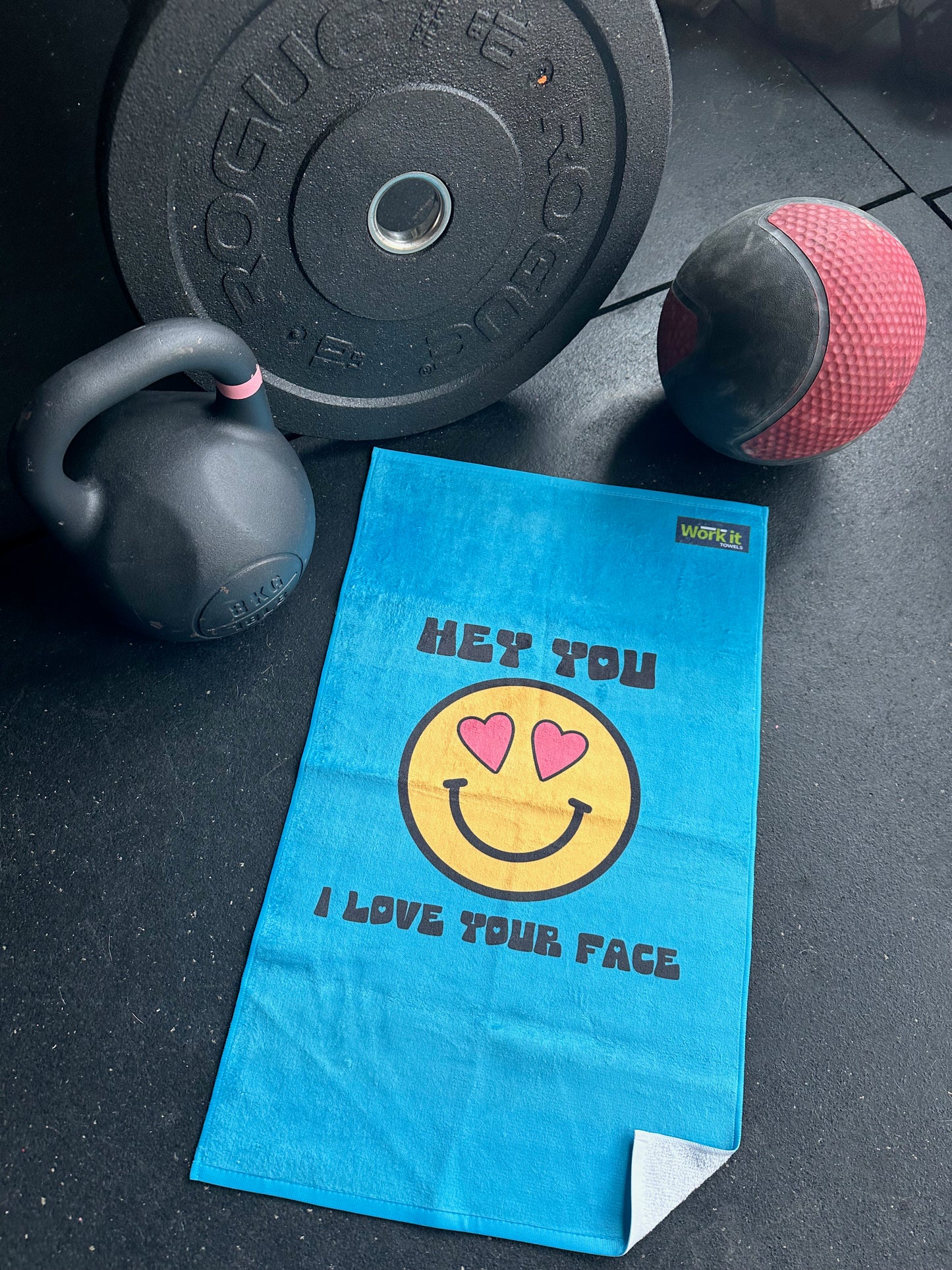 I Love Your Face Gym Towel