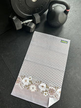 Load image into Gallery viewer, Grey Floral Gingham Gym Towel