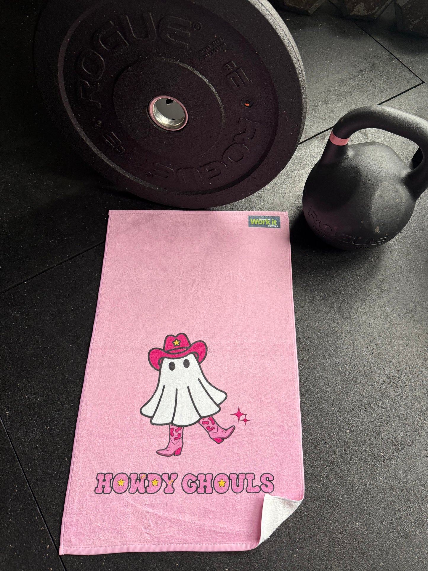 Howdy Ghouls Pink Cowgirl Gym Towel