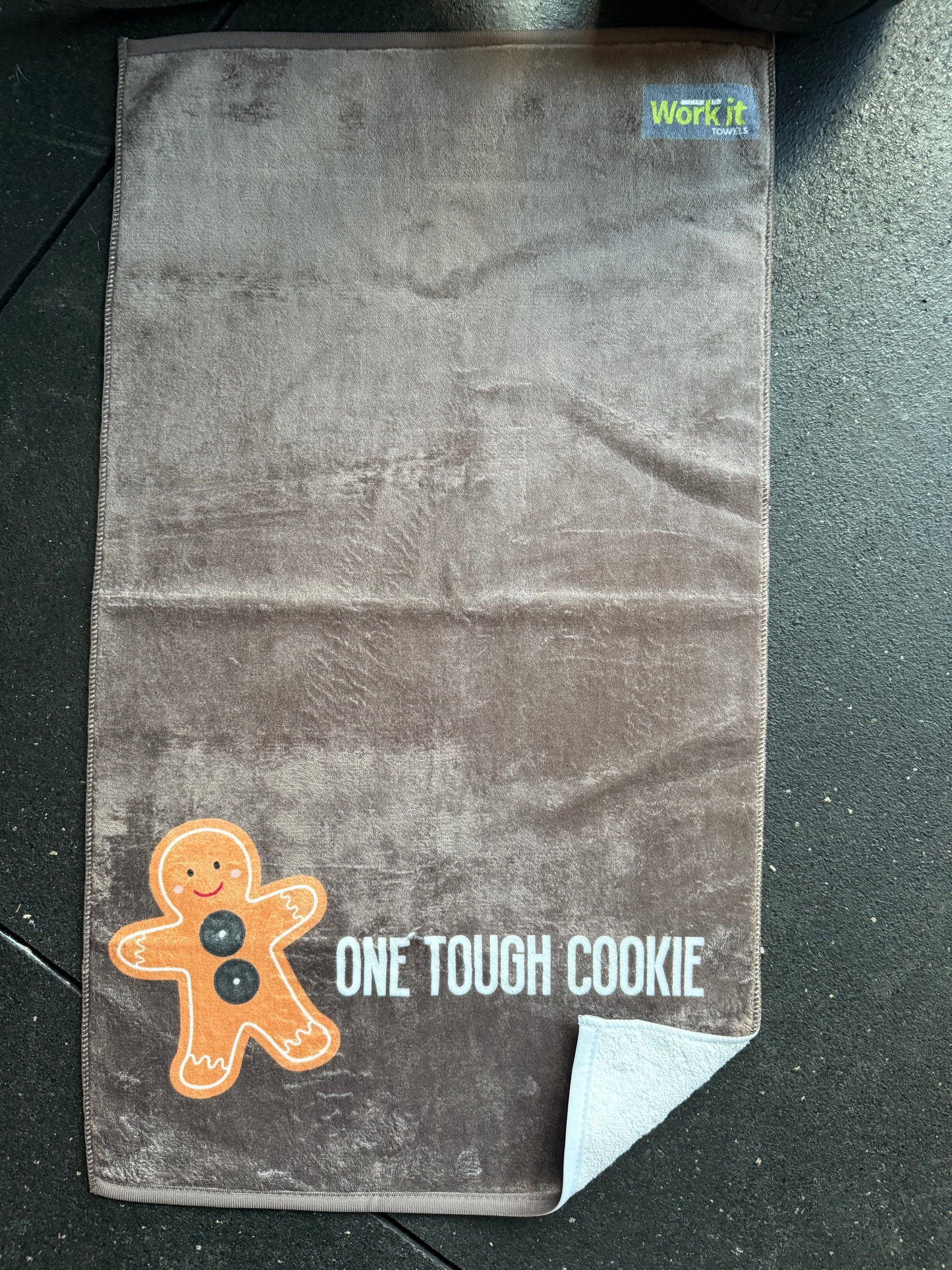One Tough Cookie gingerbread gym towel
