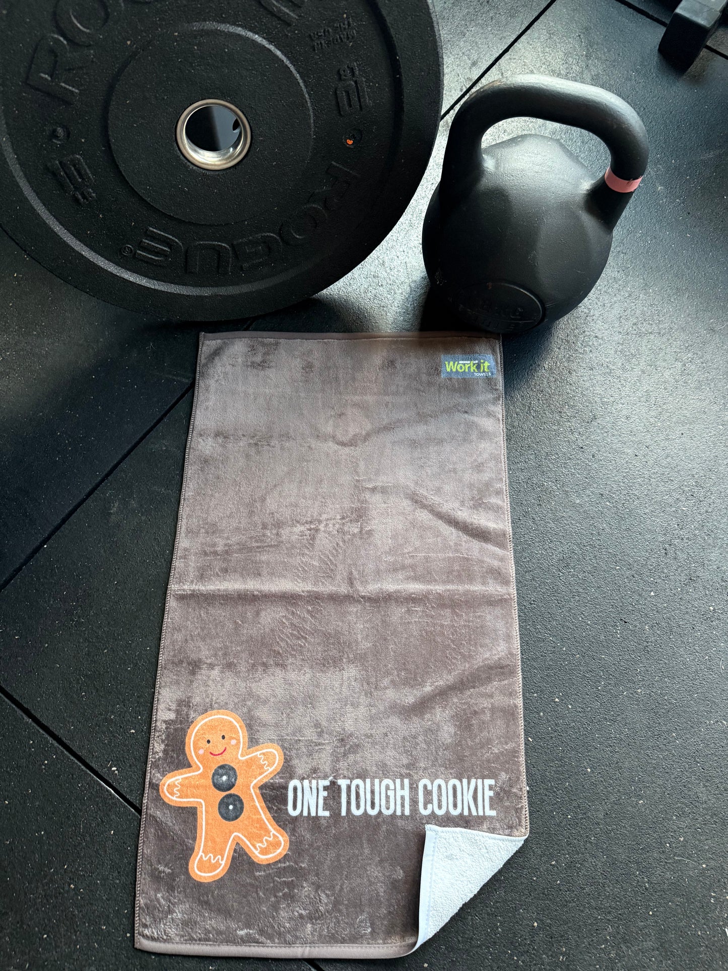 One Tough Cookie gingerbread gym towel