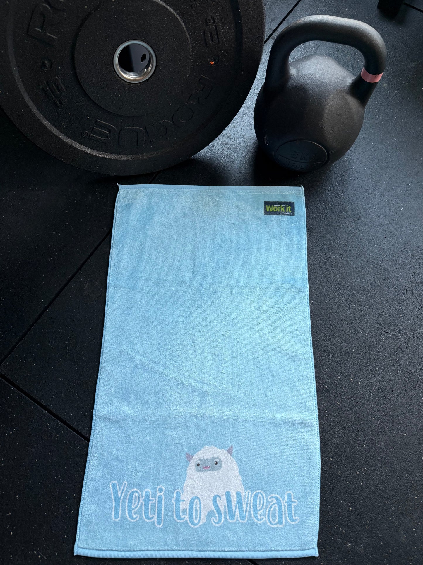 Yeti to Sweat light blue gym towel