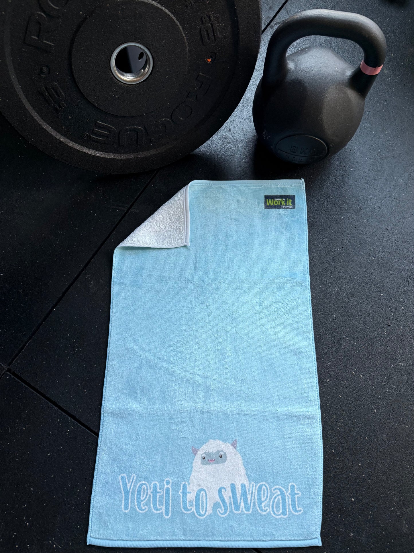 Yeti to Sweat light blue gym towel
