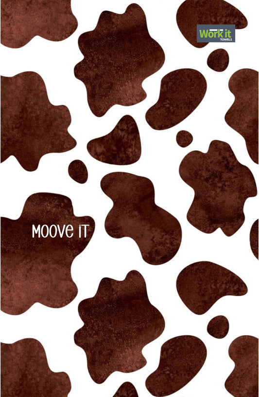 Moove It gym towel with trendy cow pattern