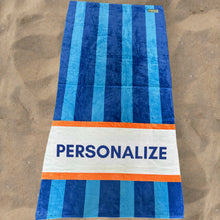 Load image into Gallery viewer, Blue Stripes Personalized Beach Towel