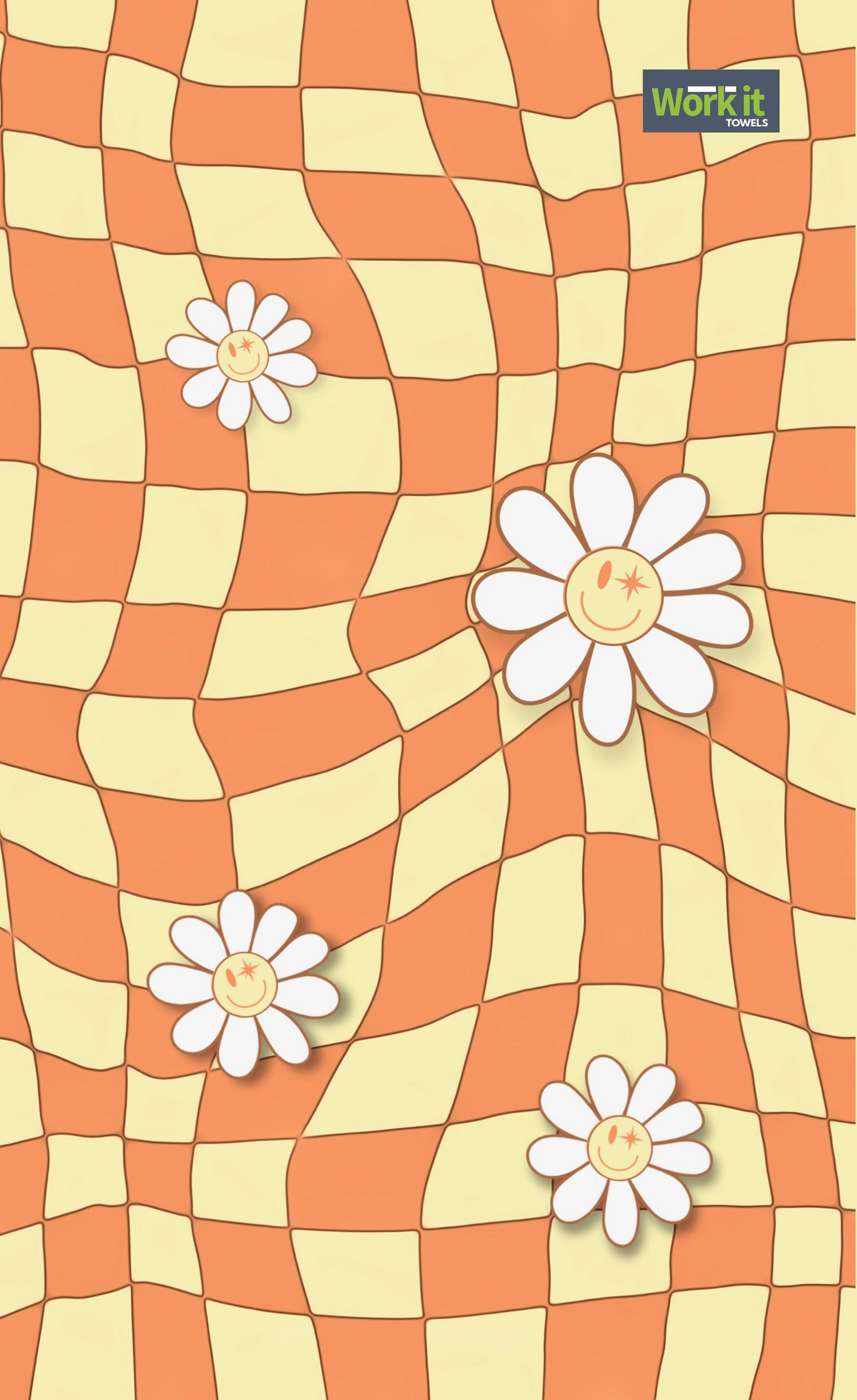 Groovy Checkered Daisy Gym Towel