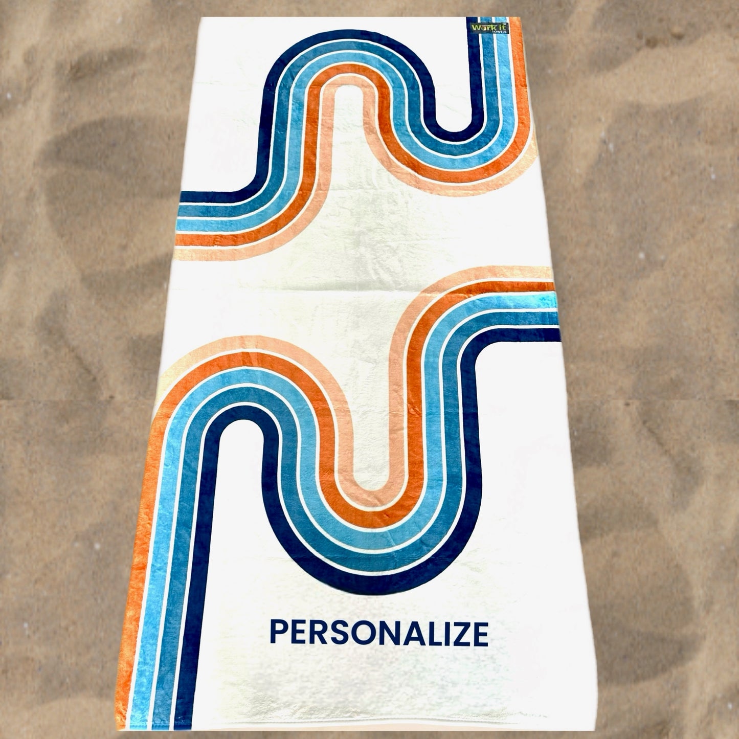 Multi- Color Groovy Wave  Personalized Beach Towel