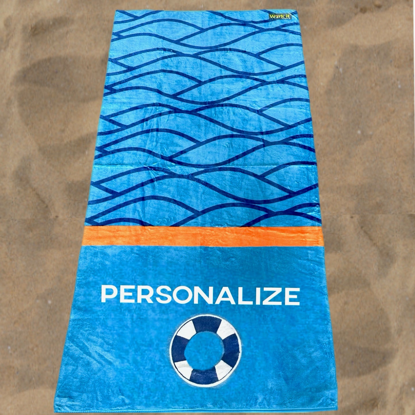 Light Blue Waves Personalized Beach Towel