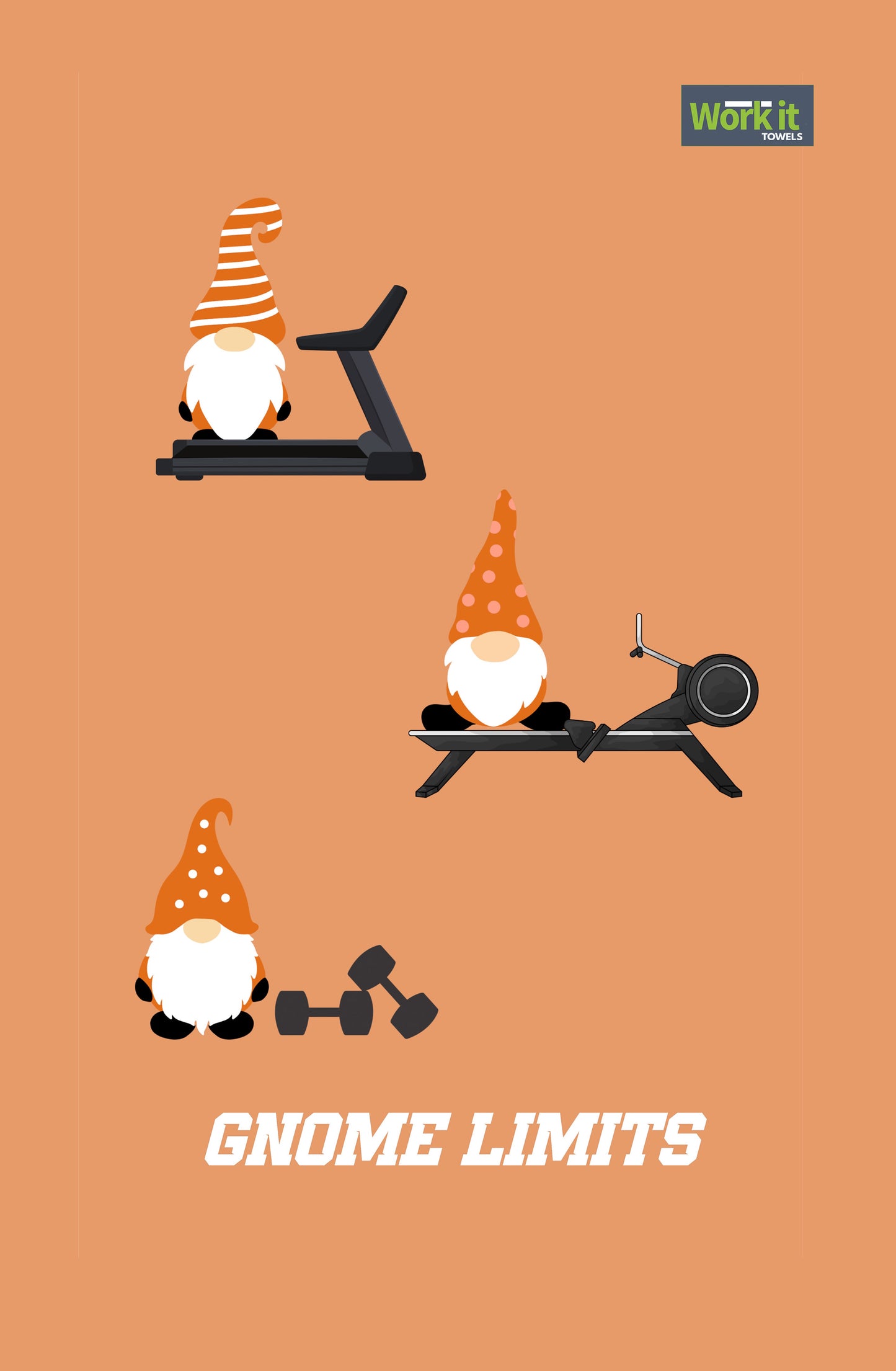 Gnome Limits Orange Run Row Lift Studio Gym Towel