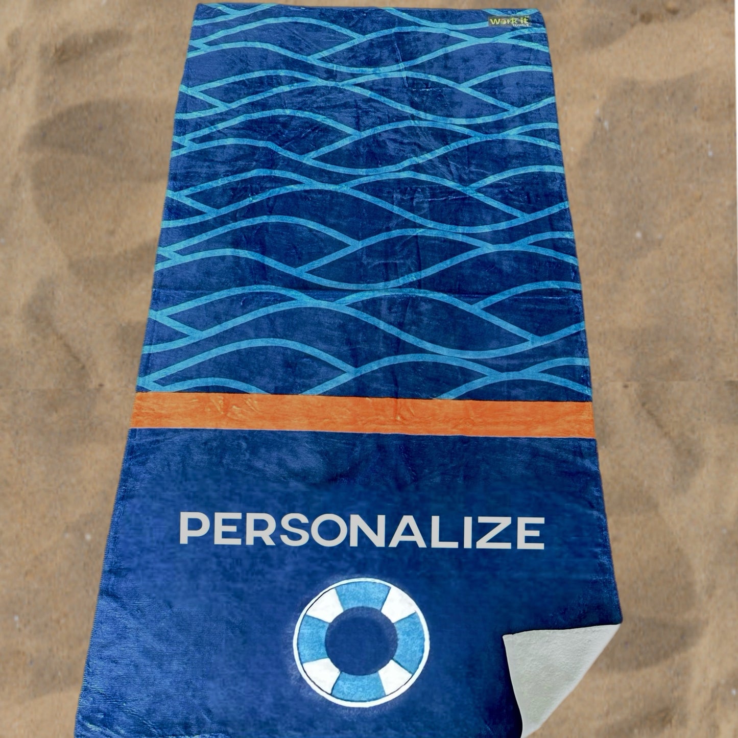 Dark Blue Waves Personalized Beach Towel