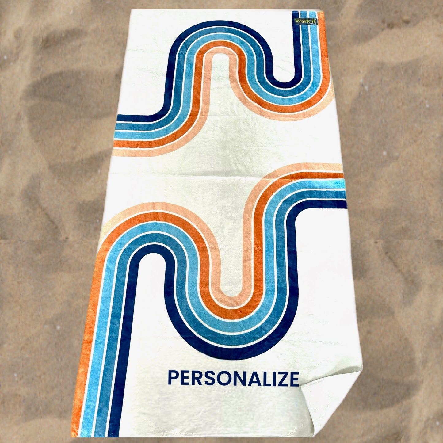 Multi- Color Groovy Wave  Personalized Beach Towel