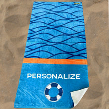 Load image into Gallery viewer, Light Blue Waves Personalized Beach Towel